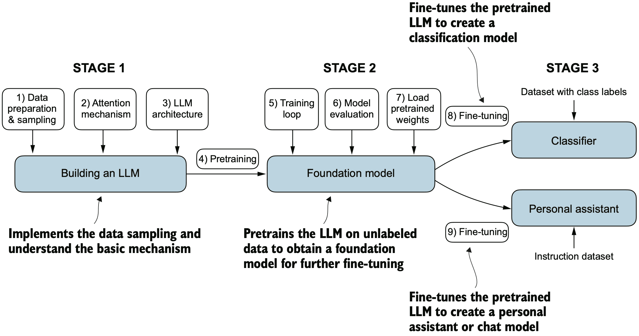 Medical LLM architecture and training pipeline